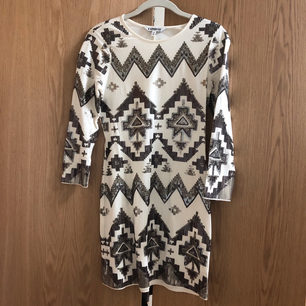 Long sleeve sequined dress